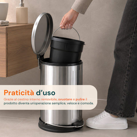 Pattumiera Easy Close Lagun Inox 12l