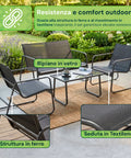 Set lounge da esterno in ferro con seduta in Textilene