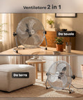 Ventilatore da Terra ø 40cm – Inclinabile, Potenza 65W e Pale in Metallo