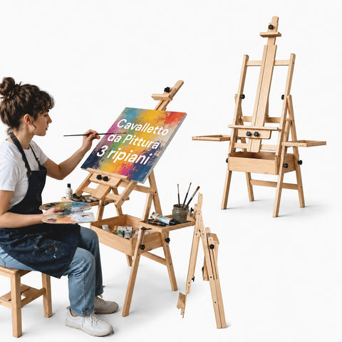 Ξύλινο καβαλέτο ζωγραφικής από οξιά 122x44x40 cm με ρυθμιζόμενο ύψος