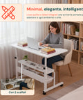 Scrivania Mobile Regolabile – Struttura in Ferro e Piano MDF 80×40 cm