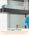 Mensola da Bagno AppendiDoccia Nero con 2 Ripiani e Ganci