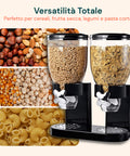 Dosatore per Corn Flakes Doppio 2x1,75L con Manopola – Ideale per la Colazione