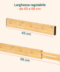 Separatori per Cassetti in Bamboo Regolabili con Molla - Set 4 Pezzi