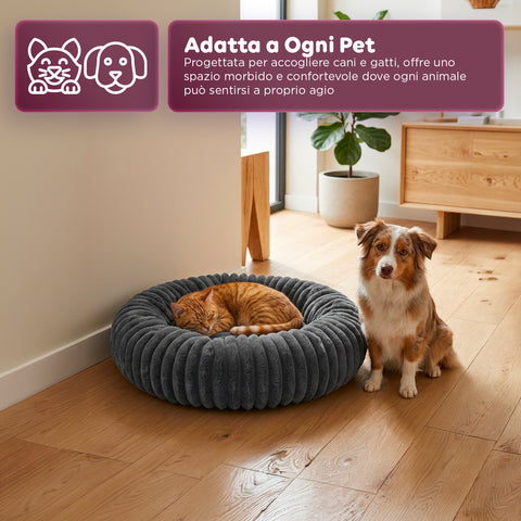 Cuccia Donut Morbida e Confortevole per Cani e Gatti Varie Taglie e Colorazioni
