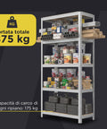 Scaffale Modulare con Struttura in Metallo e 4-5 Ripiani MDF Resistenti