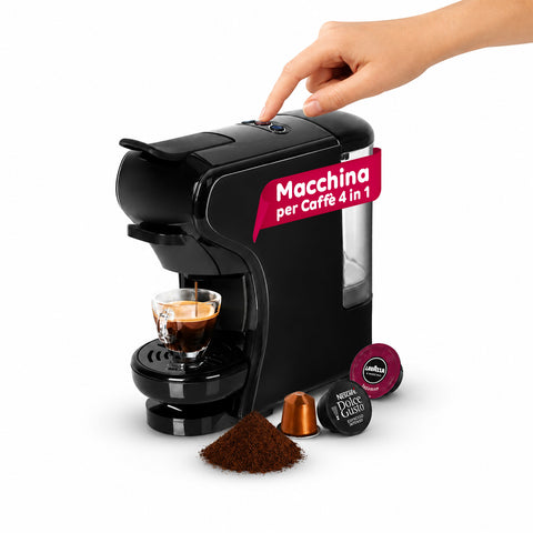 Μηχανή εσπρέσο 4 σε 1 – Κάψουλες Nespresso, Dolce Gusto, Modo Mio και αλεσμένος καφές, 19 Bar, 1450W, δοχείο 0,6L, αυτόματη απενεργοποίηση
