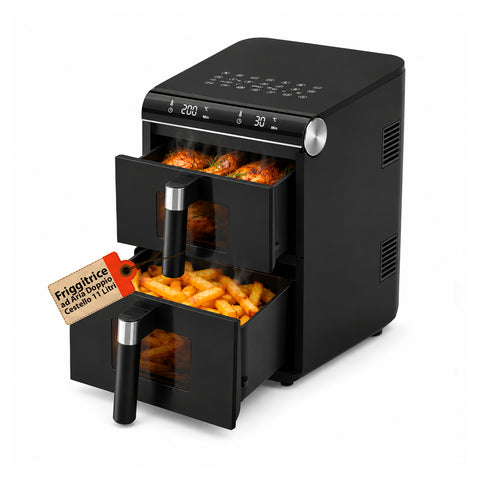 Φριτέζα αέρος 11 λίτρων με διπλό καλάθι, 2800W, με 13 προγράμματα και χειρισμό αφής και αξεσουάρ
