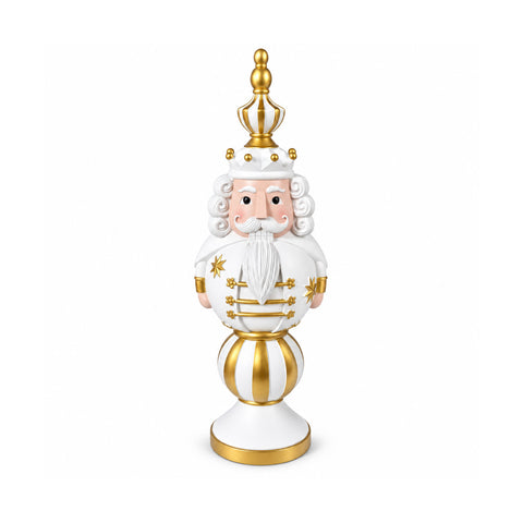 Statuetta Natalizia 76 cm in Resina, Decorazione Babbo Natale e Soldatino Schiaccianoci, Bianco o Rosso