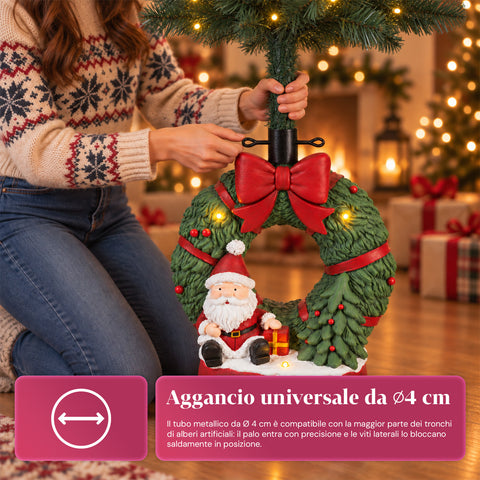 Διακοσμητική βάση για χριστουγεννιάτικο δέντρο, 10 σχέδια, από σίδηρο και μαγνήσιο, καθολική στερέωση, για δέντρα έως 210 cm, 2 μοντέλα με φώτα LED