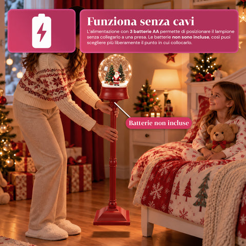 Χριστουγεννιάτικο Φανάρι με Τεχνητό Χιόνι, Μουσική και Φώτα LED – 3 Παραλλαγές: Λευκή ή Κόκκινη Σφαίρα 150 cm και Γραμματοκιβώτιο 160 cm