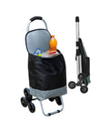 Carrello spesa con 3 ruote impermeabile in tessuto PVC, capacità 20kg, design bicolore nero e grigio per trasporto comodo