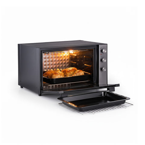 Φούρνος με Αέρα Μεγάλης Χωρητικότητας 70L 2500W Μαύρος, Διπλή Αντίσταση και 4 Λειτουργίες
