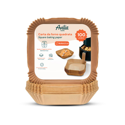 avilia home set 100 pz carta forno per friggitrice ad aria impermeabile e resistente al calore ean 8056819053265