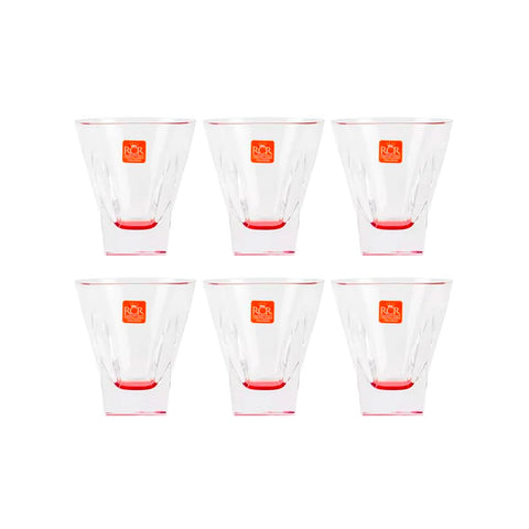 Σετ 6 ποτηριών από Luxion® 27 cl – Μοντέρνος σχεδιασμός με κόκκινο πόδι