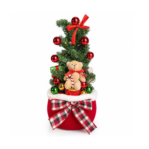 saint joy decorazione natalizia luminosa a sacco 50 cm con albero di natale orsacchiotto e musica luci led ornamento di natale ean 8056819080735