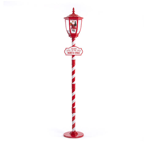 saint joy lampione natalizio rosso 180 cm con neve luce led e musica 2 varianti babbo natale o orsetto effetto palla di vetro addobbo di natale da terra ean 8056819080858
