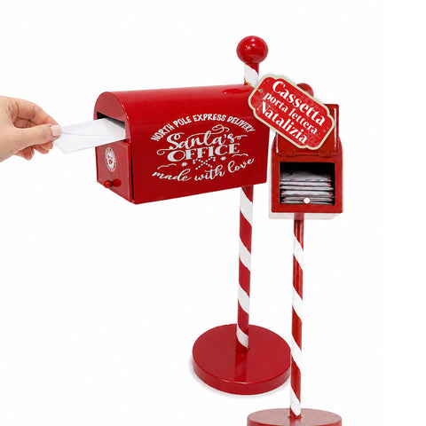 saint joy northpost portalettere natalizio da terra in metallo rosso palo a righe sportello apribile per raccogliere le letterine di natale ean 8050043127808