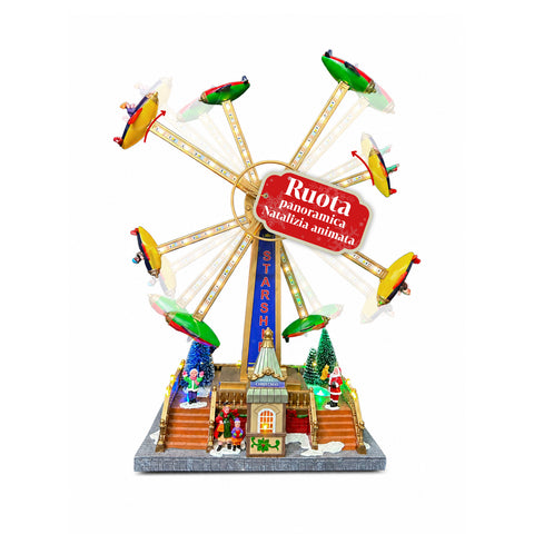 saint joy ruota panoramica natalizia skywheel con luci led melodie e doppia rotazione villaggio con biglietteria e personaggi 477 cm ean 8050043127754