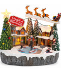 saint joy villaggio natalizio luminoso snowtime con pista di pattinaggio animata luci led e musica slitta di babbo natale polyresin 215x158x225 cm ean 8050043127723