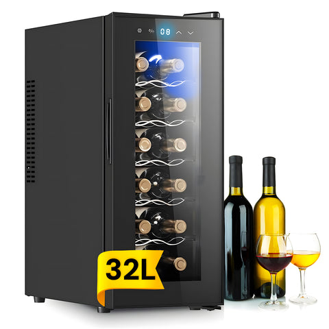 Ψυγείο κρασιών 12 φιαλών 32L με οθόνη LED αφής και χρωμιωμένα ράφια