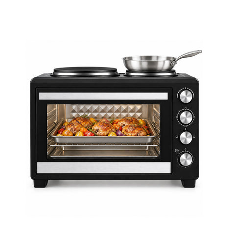 wintem fornetto elettrico 40l con doppia piastra elettrica grill 5 modalita di cottura timer 120 minuti 100 250c e porta doppio vetro ean 8056819080636