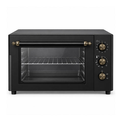wintem forno elettrico da banco 70 litri con termostato regolabile timer con allarme luce interna maniglia in acciaio e finitura nera opaca ean 8056819080933