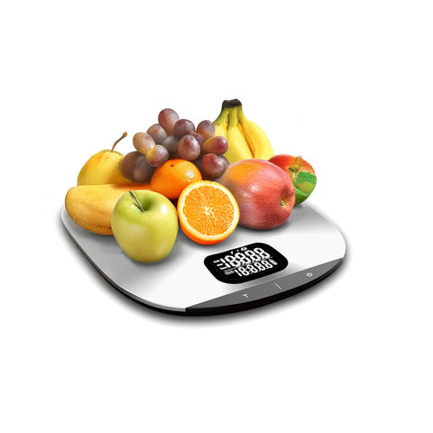 Ζυγαριά κουζίνας από ατσάλι 5 kg – Εξαιρετικά συμπαγής, LCD, λειτουργία απόβαρου