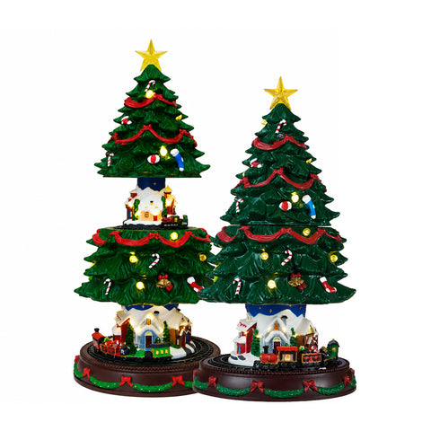 saint joy albero di natale luminoso spinpine 455 cm con villaggio e trenino rotante luci led bianco caldo musica natalizia alimentazione usb o a batterie ean 8050043127679
