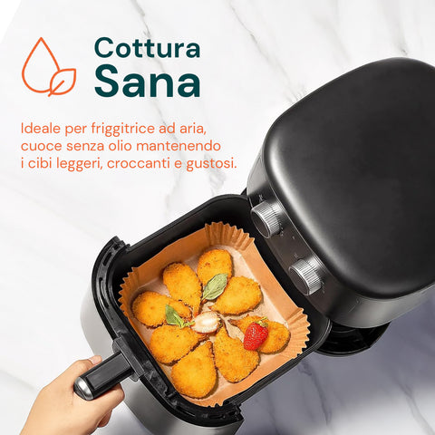 avilia home set 100 pz carta forno per friggitrice ad aria impermeabile e resistente al calore ean 8056819053265