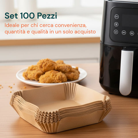 avilia home set 100 pz carta forno per friggitrice ad aria impermeabile e resistente al calore ean 8056819053265