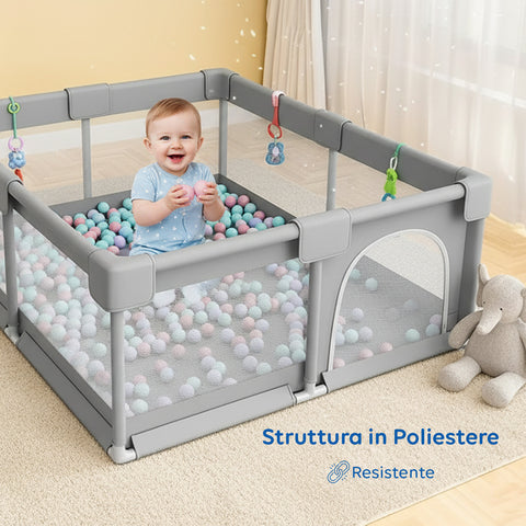 keiki box pieghevole per bambini con 100 palline e 4 anelli area gioco sicura ean 8056590110027