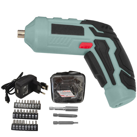 Μίνι δραπανοκατσάβιδο 4v με μπαταρία 1500 Mah και θήκη με 34 εξαρτήματα