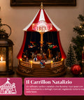 saint joy carillon natalizio animato circojoy con luci led e musica tendone circo 34 x h44 cm in plastica scena rotante alimentazione usb o a batterie ean 8050043127730