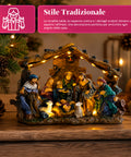 saint joy holyglow presepe nativita in poliresina con luci led e interruttore onoff capanna rustica e base stabile 23x115x17 cm ean 8050043127761