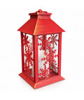 saint joy lanterna natalizia rossa led 30 cm cero con effetto fiamma da appendere o appoggiare 14x14x30 cm 2 decori disponibili stelle o fiocchi di neve ean 8056819080643