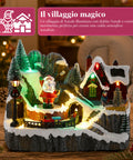 saint joy litville villaggio di natale illuminato led con trenino in movimento e babbo natale rotante 8 melodie natalizie 23x15x18 cm a batteria ean 8050043127709