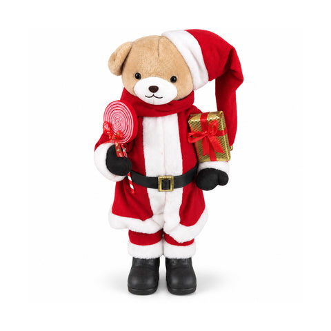 saint joy orsetto natalizio in peluche con abito rosso e bianco tre misure per decorare gli interni ean 8056819080681