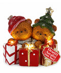 saint joy orsetto natalizio in poliresina con pacco regalo 2 varianti luci led puntuali alimentazione a batterie finiture curate base stabile ean 8050043127846
