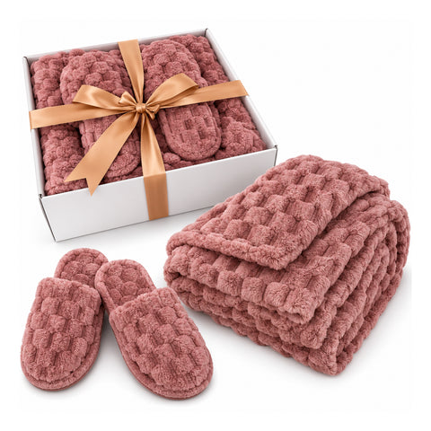 saint joy set coperta e pantofole soffici e avvolgenti plaid morbido 125x170 cm ciabatte taglia unica 4 colori ean 8056819079661