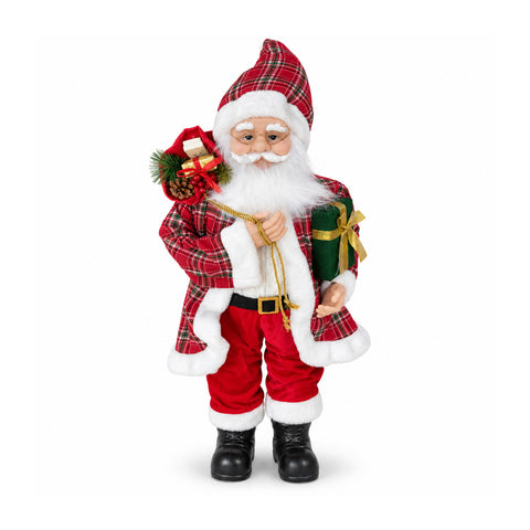 saint joy statuina natalizia babbo natale e mamma natale h110cm decorazione per casa negozio e vetrine 2 varianti selezionabili con rametti di pino e pigne ean 8056819081756