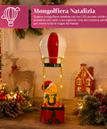 saint joy teddy skyfloat mongolfiera natalizia luminosa in metallo con orsetto luci led e funi dorate a batteria alta 37 cm con ghirlanda e agrifoglio ean 8050043127822