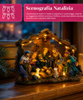saint joy holyglow presepe nativita in poliresina con luci led e interruttore onoff capanna rustica e base stabile 23x115x17 cm ean 8050043127761