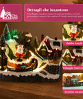 saint joy litville villaggio di natale illuminato led con trenino in movimento e babbo natale rotante 8 melodie natalizie 23x15x18 cm a batteria ean 8050043127709