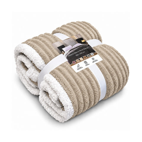avilia home coperta plaid sherpa 180x200 cm in flanella a righe con retro bianco per letto divano o viaggio disponibile in sei colori ean 8056819082319