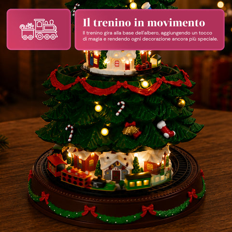 saint joy albero di natale luminoso spinpine 455 cm con villaggio e trenino rotante luci led bianco caldo musica natalizia alimentazione usb o a batterie ean 8050043127679