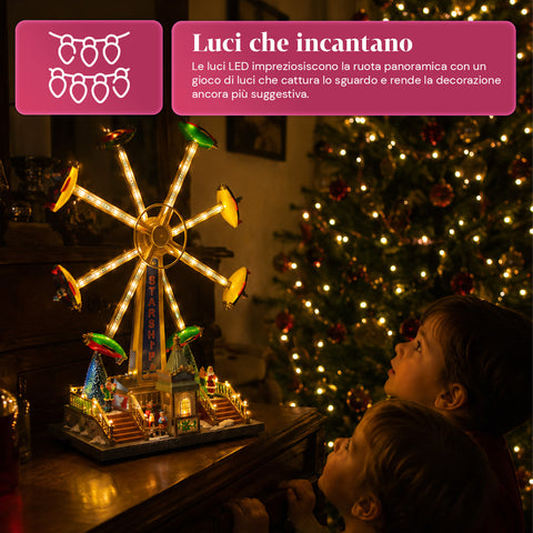 saint joy ruota panoramica natalizia skywheel con luci led melodie e doppia rotazione villaggio con biglietteria e personaggi 477 cm ean 8050043127754