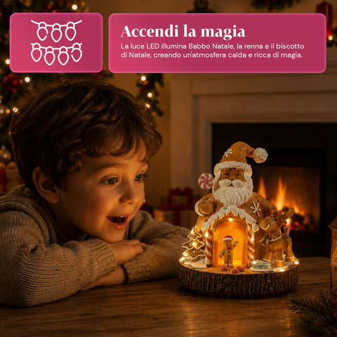 saint joy santa ginger decorazione natalizia babbo natale pan di zenzero santa ginger con luci led musica e porta apribile casetta luminosa in resina 206 cm ean 8050043127631
