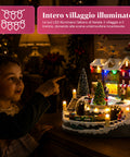 saint joy villaggio natalizio luminoso xmas town a batteria con luci led musica albero rotante trenino in movimento e slitta di babbo natale 27x25x34 cm ean 8050043127693