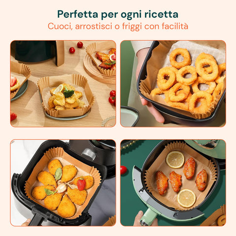 avilia home set 100 pz carta forno per friggitrice ad aria impermeabile e resistente al calore ean 8056819053265